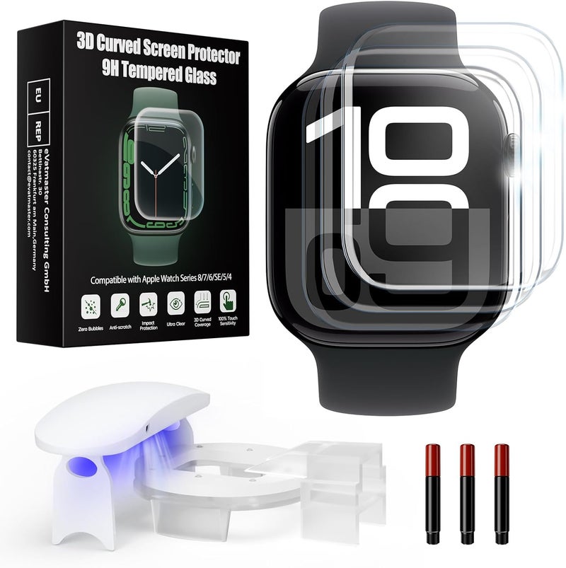 Kopration UV Tempered Glass Screen Protector for Apple Watch Series 11/10 42mm,Tempered Glass Curved Full Coverage Watch Screen Protector, Bubble Free S creen Protector for iWatch 11/10 42mm (3 Pack) - Image 1